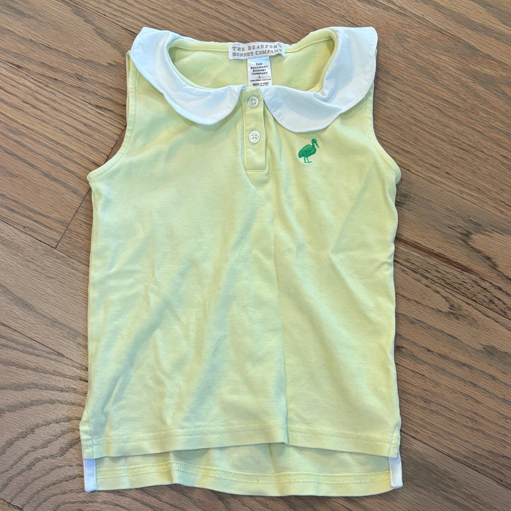 The Beaufort Bonnet Company TBBC yellow sleeveless tank Peter Pan collar, size 5